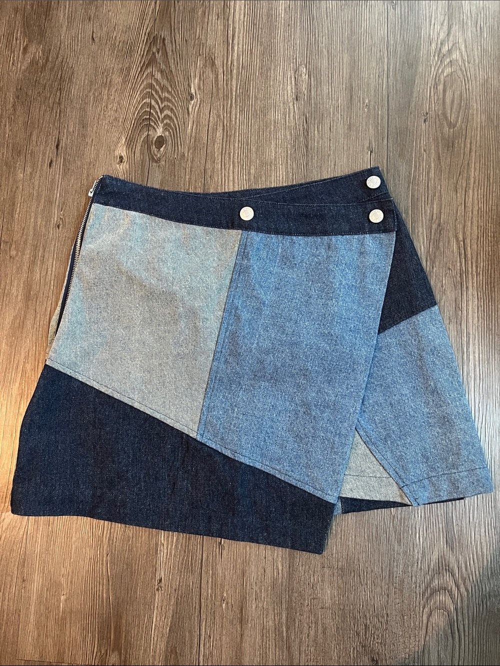 Patchwork Denim Mini Skirt